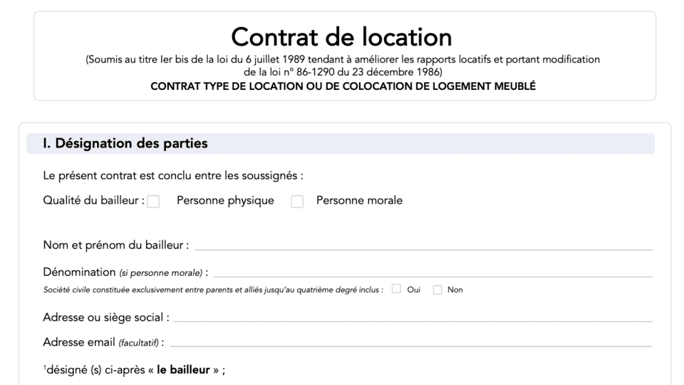 Contrat de bail de location : modèles (Word/PDF)